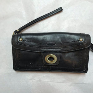 Coach Black Leather Wristlet
